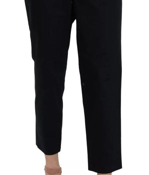 Dolce & Gabbana Black Cropped Front Button Embellished Pants Dolce & Gabbana 