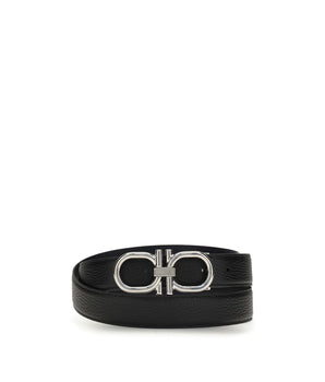 Ferragamo Black Calf Leather Bos Taurus Regular Belt