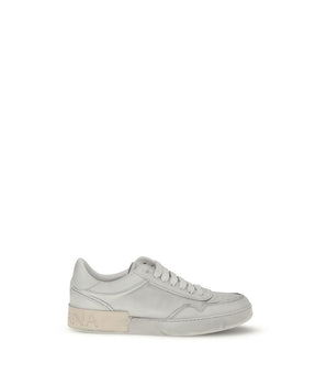 Dolce & Gabbana White Calf Leather Bos Taurus Low Top Sneakers