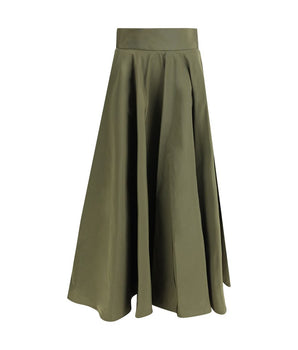 Sara Roka Green Polyester Midi Skirt