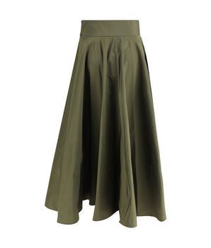 Sara Roka Green Polyester Midi Skirt