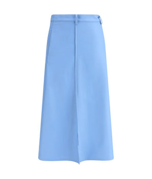 Crida Milano Light Blue Wool Midi Skirt