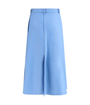 Crida Milano Light Blue Wool Midi Skirt