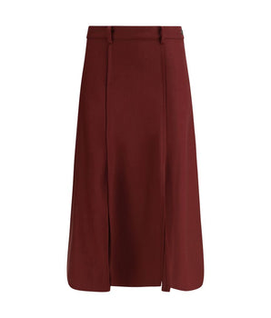 Crida Milano Bordeaux Wool Midi Skirt