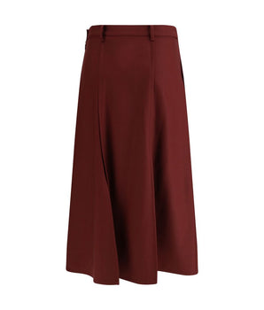Crida Milano Bordeaux Wool Midi Skirt