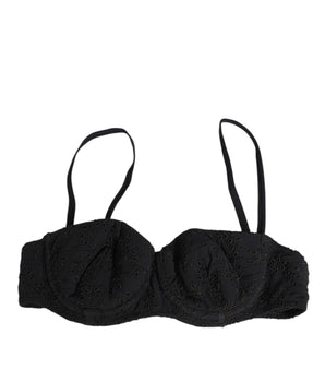 Dolce & Gabbana Black Polyester Embroidered Underwire Bra Underwear