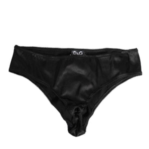 Dolce & Gabbana Black Satin Stretch Slip Brief Women Underwear