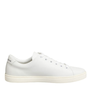 Dolce &amp; Gabbana White Leather Sacre Heart Patch Sneakers Shoes