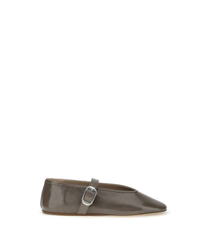 Le Monde Béryl Brown Calf Leather Bos Taurus Ballet Flats