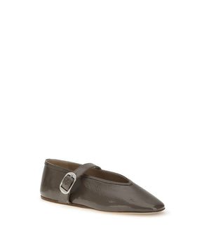 Le Monde Béryl Brown Calf Leather Bos Taurus Ballet Flats