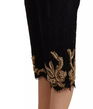 Dolce &amp; Gabbana Black Lace Gold Baroque SPECIAL PIECE Shorts