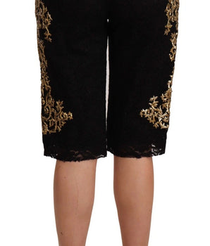 Dolce &amp; Gabbana Black Lace Gold Baroque SPECIAL PIECE Shorts
