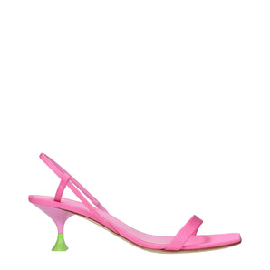 3Juin Pink Fabric Stiletto Heels Sandals