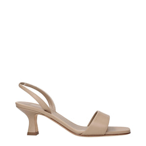 3Juin Beige Leather Flat Sandals
