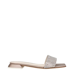 3Juin Beige Satin Slippers Sandals