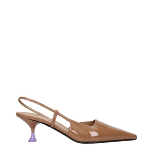 3Juin Brown Leather Mid Heel Pumps