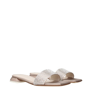 3Juin Beige Satin Slippers Sandals