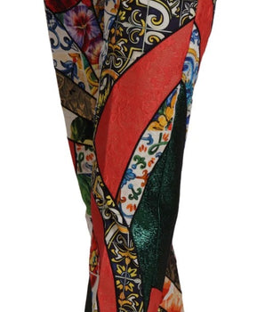 Dolce &amp; Gabbana Multicolor Patchwork Jacquard High-Waist Trousers