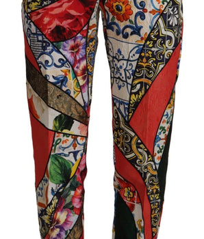 Dolce &amp; Gabbana Multicolor Patchwork Jacquard High-Waist Trousers
