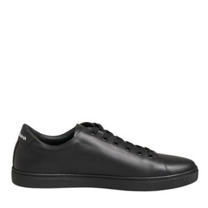 Dolce & Gabbana Black Leather Crystal Heart Sneakers  Shoes