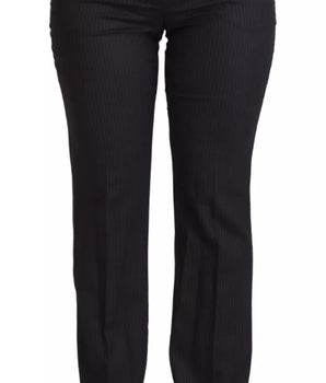 Dolce &amp; Gabbana Black Stripes Mid Waist Trousers