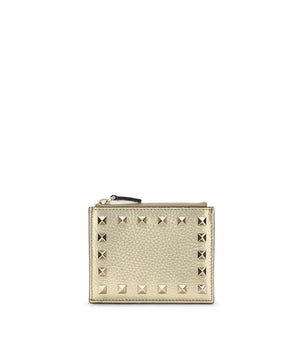 Valentino Garavani Gold Calf Leather Bos Taurus Wallet