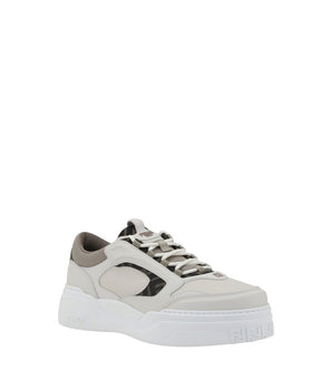 Fendi White Calf Leather Bos Taurus Low Top Sneakers