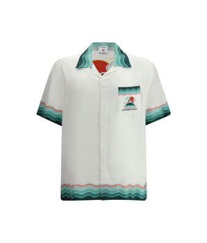 Casablanca White Silk Pattern Shirt