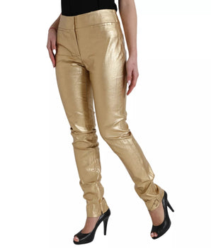 Dolce &amp; Gabbana Gold High Waist Skinny Womens Metallic Pants
