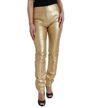 Dolce &amp; Gabbana Gold High Waist Skinny Womens Metallic Pants