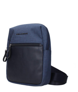 Piquadro Blue Fabric Crossbody Bag