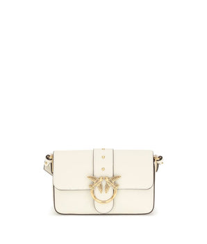 PINKO White Calf Leather Bos Taurus Shoulder Bag
