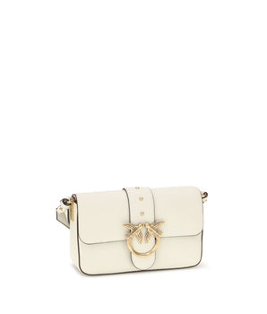 PINKO White Calf Leather Bos Taurus Shoulder Bag