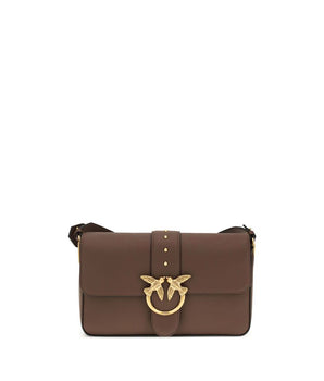 PINKO Brown Calf Leather Bos Taurus Shoulder Bag