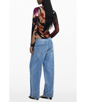 Desigual Brown Elastane Women T-Shirt