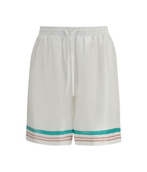 Casablanca White Silk Bermuda Shorts
