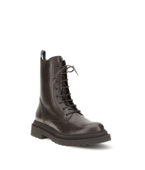 Brunello Cucinelli Brown Leather Lace-Up Boots