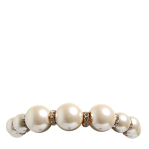 Dolce & Gabbana Gold Pearl Crystal Embellished Tiara Hair Accessory Headband