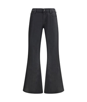 7FOR Black Cotton Flared Jeans