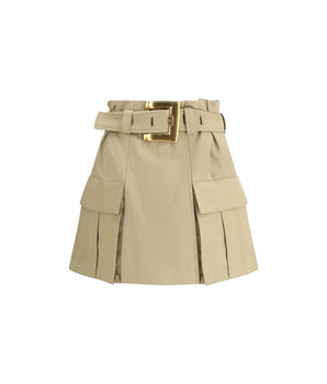 Balmain Beige Cotton Mini Skirt