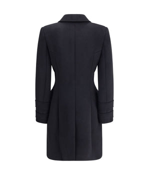Balmain Black Fleece Wool Coat
