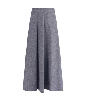 Sara Roka Blue Cotton Midi Skirt