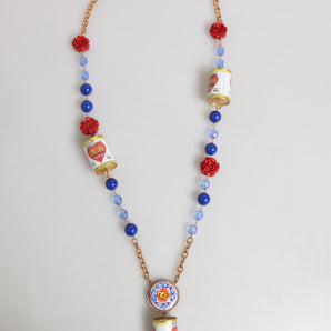 Dolce & Gabbana Gold Multicolor Amore Heart Can Beads Rose Pendant Necklace