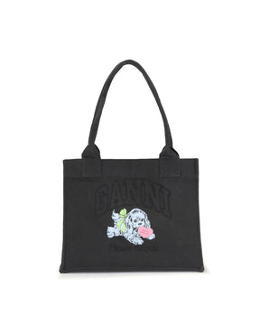 Ganni Black Cotton Shoulder Bag