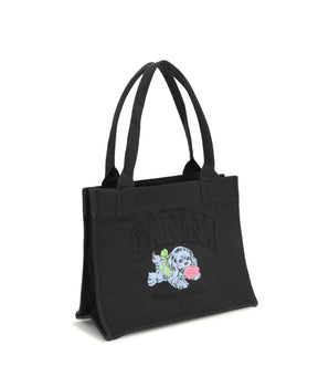 Ganni Black Cotton Shoulder Bag