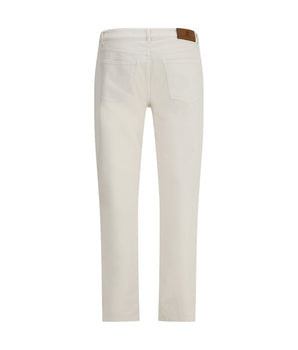 Brunello Cucinelli White Cotton Slim Fit Jeans