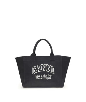 Ganni Black Cotton Shoulder Bag