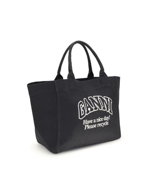 Ganni Black Cotton Shoulder Bag