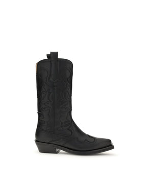 Ganni Black Recycled Leather Boots