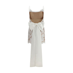Self-Portrait Short satin Dress with lace bow